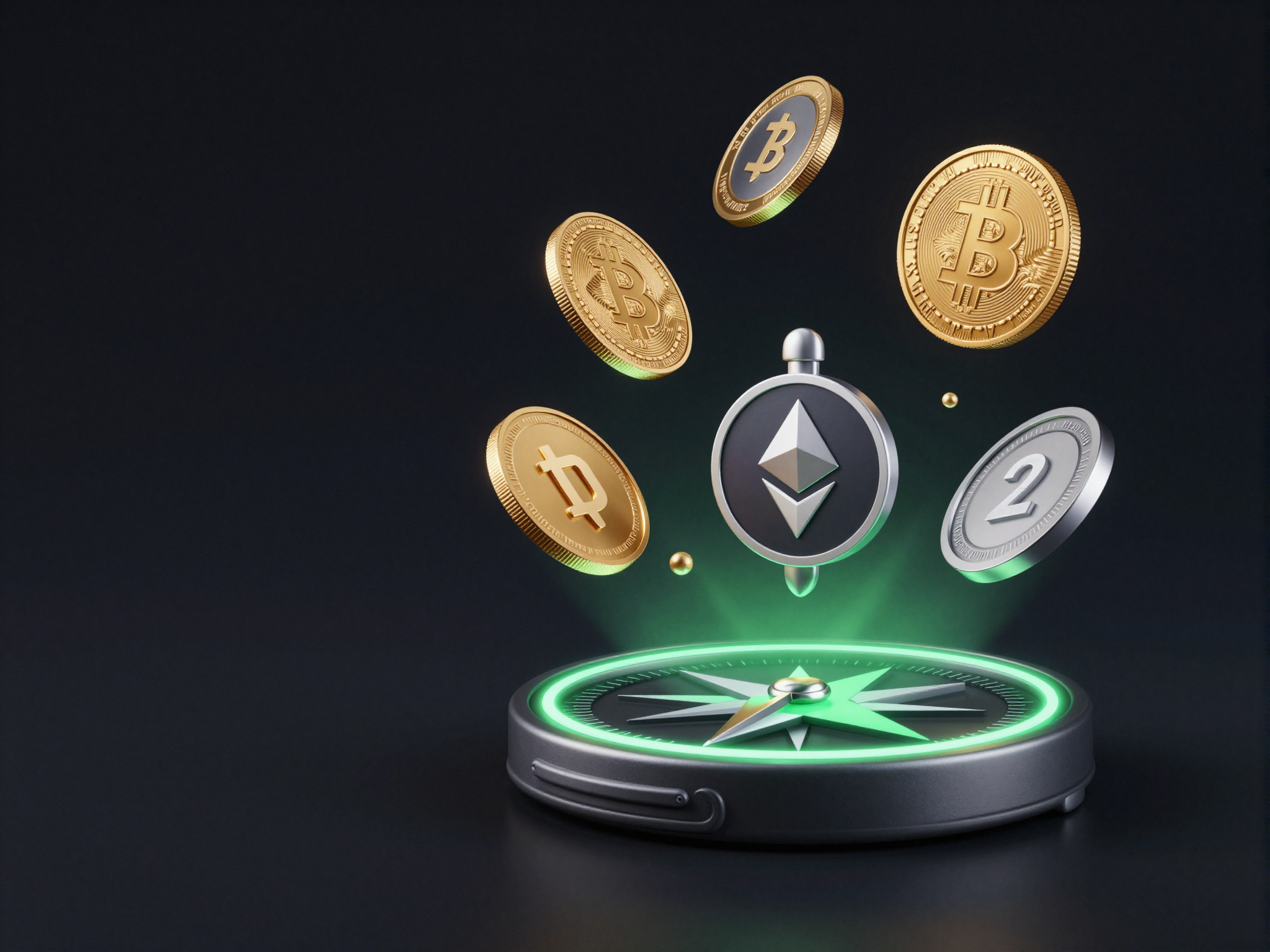 Crypto coin casino guide artwork with Bitcoin, Ethereum, USDT, Solana, Dogecoin, and XRP